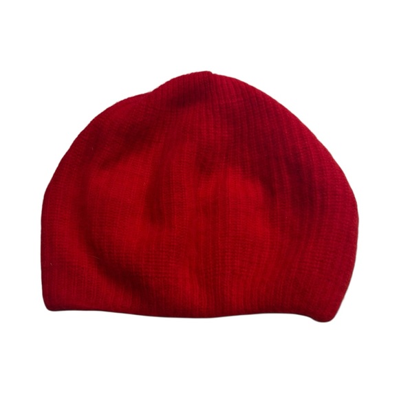 Lambswool Angora Red Beanie OS 80s 90s British Crown Colony HK Holiday Classic - Picture 2 of 8